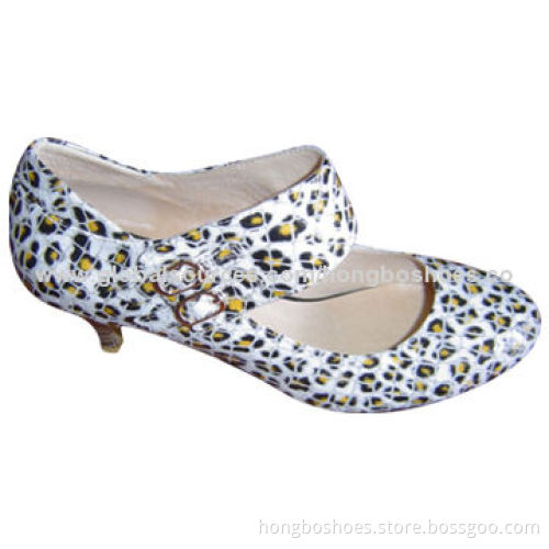 Casual Footwear, Round Toe, Ankle Strap, Rubber Outsole, Leather Material, High-heel